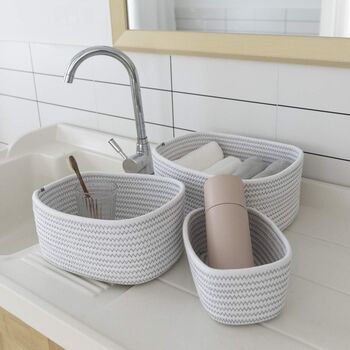 Set Of Three Cotton Rope Storage Baskets, 5 of 5