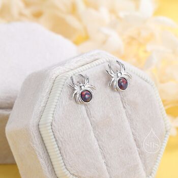 Gemstone Spider Stud Earrings In Sterling Silver, 7 of 12