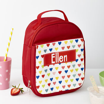 Personalised Girl's Red Patterned Lunch Bag, 10 of 11