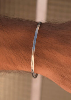 Minimal Silver 3mm Cuff Summer Waves Bracelet, 2 of 2