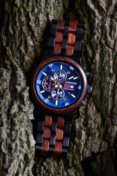 Lisbon Engraved Wooden Watch For Men, 5 of 9