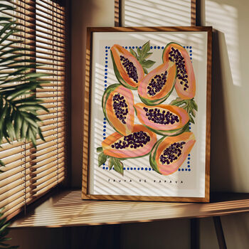 Papaya Art Print Fruit Illustration, 5 of 6