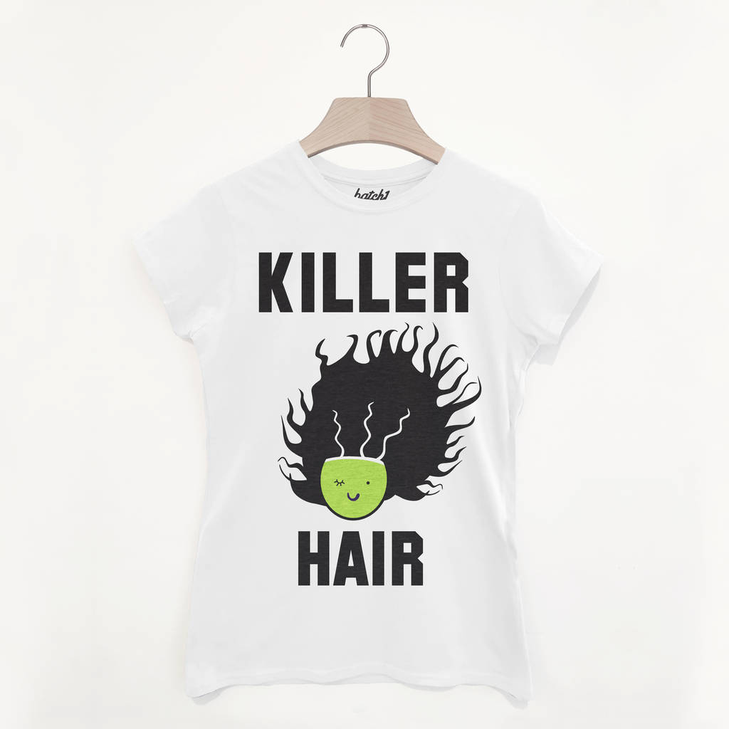Killer Hair Women’s Halloween Slogan T Shirt, 1 of 2