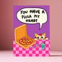 Pizza Cat Greetings Card, thumbnail 1 of 3