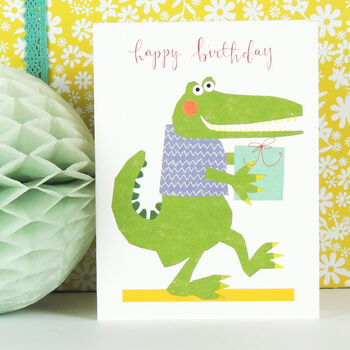 Happy Birthday Crocodile Mini Card, 3 of 3