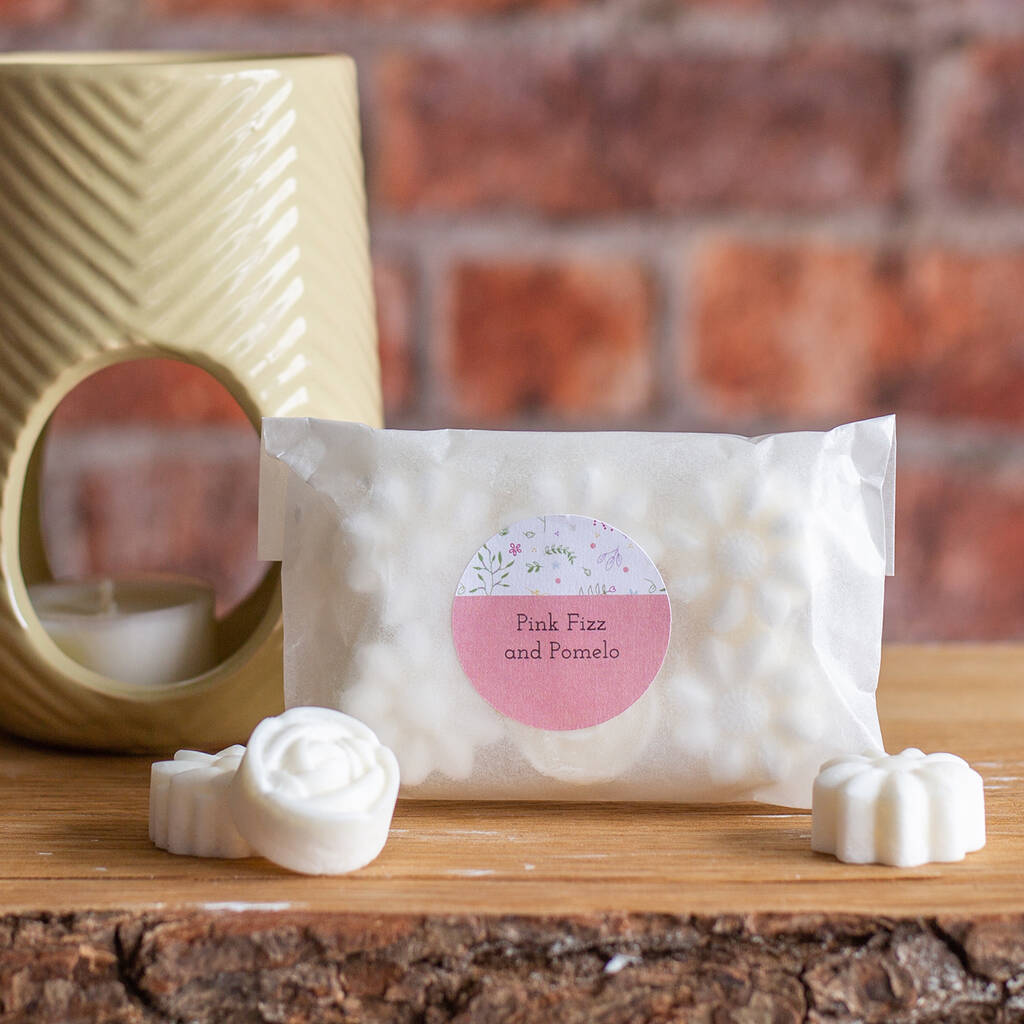 Twelve Pink Fizz And Pomelo Flower Shaped Wax Melts By Chalk and Cheese