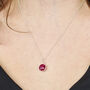 925 Sterling Silver Round Ruby July Necklace, thumbnail 3 of 4