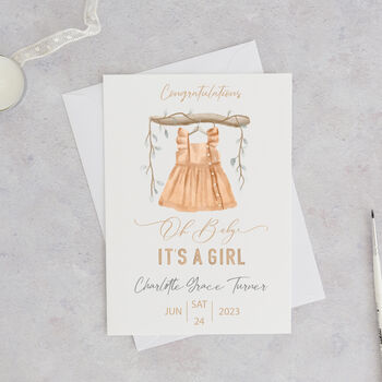 Personalised New Baby Girl Congratulations Card, 5 of 6
