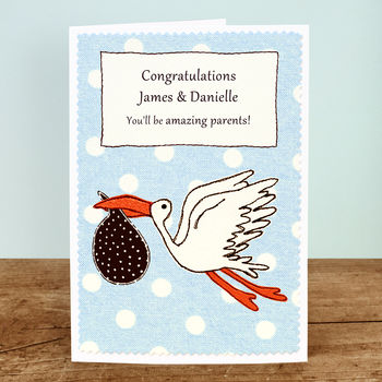 'Stork' Personalised Pregnancy Card, 4 of 4