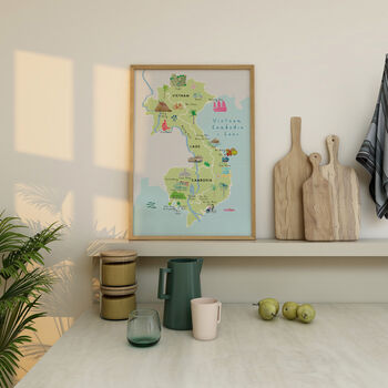 Map Of Vietnam, Cambodia And Laos Art Print, 6 of 7