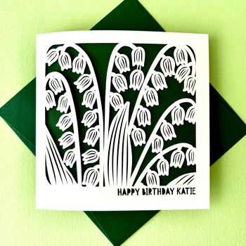 Personalised May Lily Of The Valley Birth Flower Card, 4 of 5