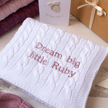 Luxury Unisex White Baby Cable Blanket, 4 of 12