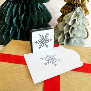 Square Snowflake Rubber Stamp Christmas Craft, 3 of 6