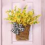 Yellow Forsythia Flower Basket Wreath, thumbnail 4 of 7