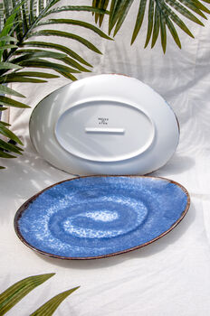 Blue Large Oval Serving Plate, 2 of 5