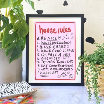 House Rules Print Cozy Home Gift Idea, 3 of 4