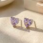 Alexandrite Heart Silver Stud Gemstone Earrings, thumbnail 1 of 3