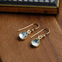 Gold Plated Blue Topaz Teardrop Earrings, thumbnail 3 of 4