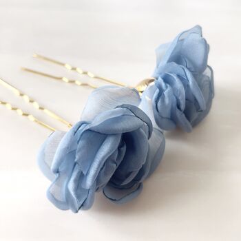 Blue Flower Hair Pins, 3 of 7