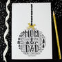 Mum And Dad Christmas Personalised Bauble Card, thumbnail 3 of 3