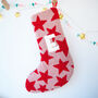 Pink And Red Star Personalised Christmas Stocking, thumbnail 2 of 3
