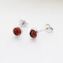 Natural Garnet Stud Earrings In Sterling Silver, thumbnail 5 of 12