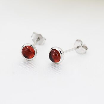 Natural Garnet Stud Earrings In Sterling Silver, 5 of 12