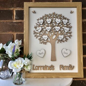Personalised Family Tree Framed Wooden Auntie Gift, 5 of 7