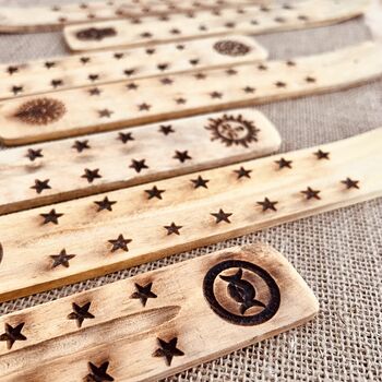 Handmade Wooden Incense Holder Boho Engraved Design, 11 of 12