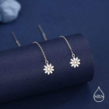 Sterling Silver Tiny Daisy Flower Ear Threaders, 5 of 10