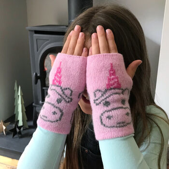 Child's Sparkly Unicorn Fingerless Gloves, 3 of 7