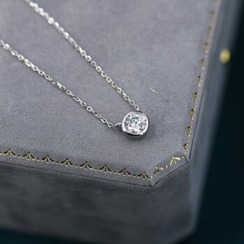Sterling Silver One Carat Moissanite Solitaire Bezel Pendant Necklace, 3 of 10