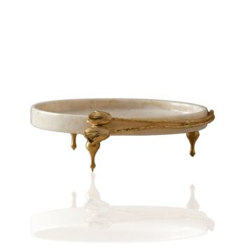 Handmade Double Tulip White Marble Footed Serving Tray, 2 of 2