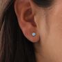 Sterling Silver Blue Round Opal Stud Earrings, thumbnail 1 of 4