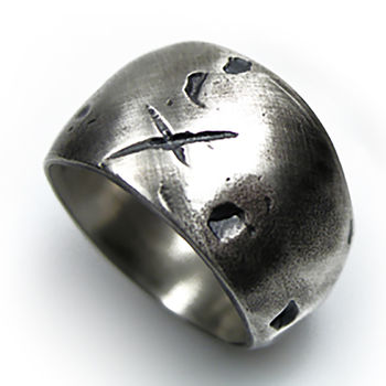 Rustic Wide Silver Gnarled Ring, 2 of 3
