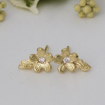 Diamond Cherry Blossom Stud Earrings, 18ct Gold, 5 of 7
