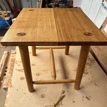 Handmade Solid Oak Table With Braced Legs, 10 of 12