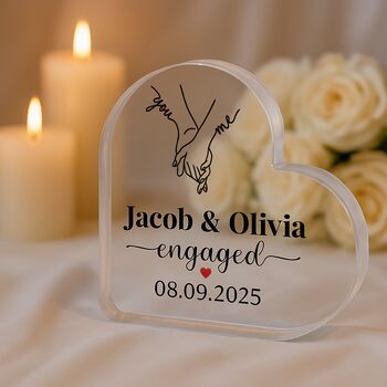 Personalised Engaged Acrylic Heart Plaque With Dates, 6 of 12