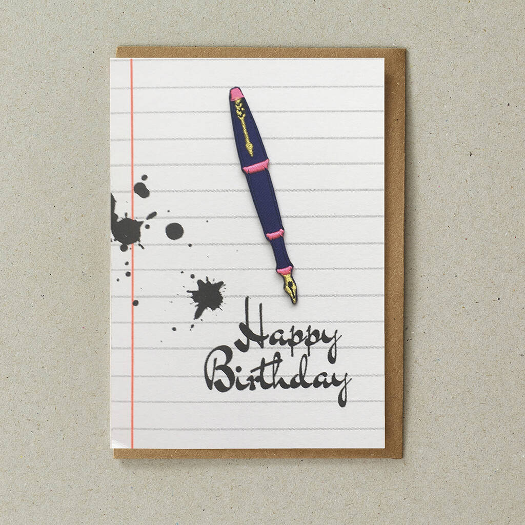 Pen 'Iron On Patch' Happy Birthday Greeting Card By Petra boase Ltd ...