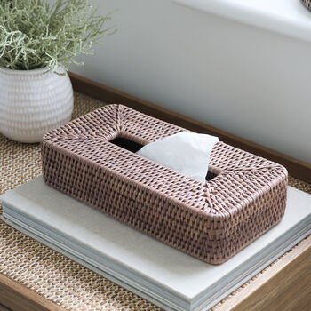 Marbury Taupe Rectangle Rattan Tissue Box Cover, 2 of 3