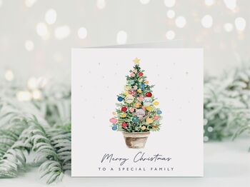 Personalised Christmas Tree Family Card *Up To Eight Personalised Baubles, 6 of 7