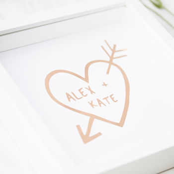 Carved Heart Personalised Framed Print, 4 of 6