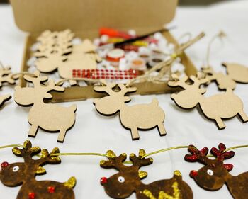 Personalised Reindeer Bunting Wooden Paint Craft Kit, 6 of 12