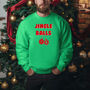 Jingle Balls Christmas Jumper In Dark Heather, thumbnail 4 of 12