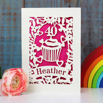 Personalised Papercut Cupcake Birthday Card, 3 of 6