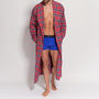 Men's Soft Red Tartan Two Fold Flannel Robe, thumbnail 1 of 4