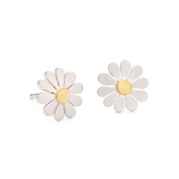 Teeny Daisy Earrings In Solid Silver And 18ct Gold, 2 of 6