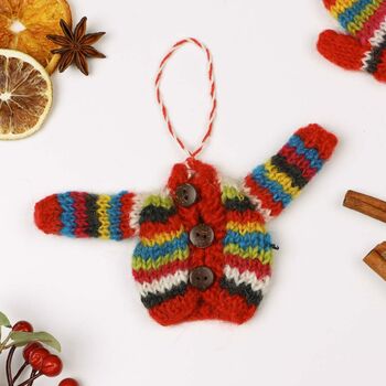 Three Fair Trade Knitted Hanging Decorations, 6 of 9