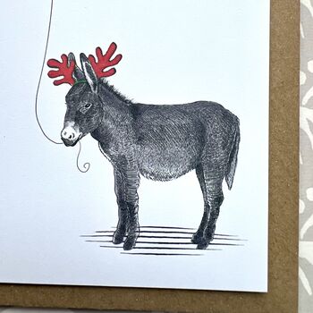 Cute Donkey Christmas Card, 2 of 3