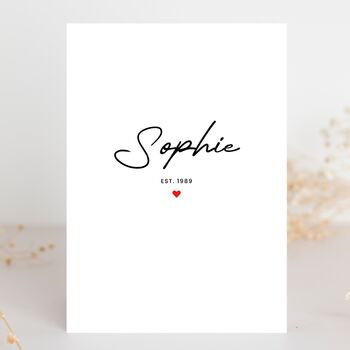 Happy Birthday Personalised Name And Established Birth Date Birthday Card, 2 of 6